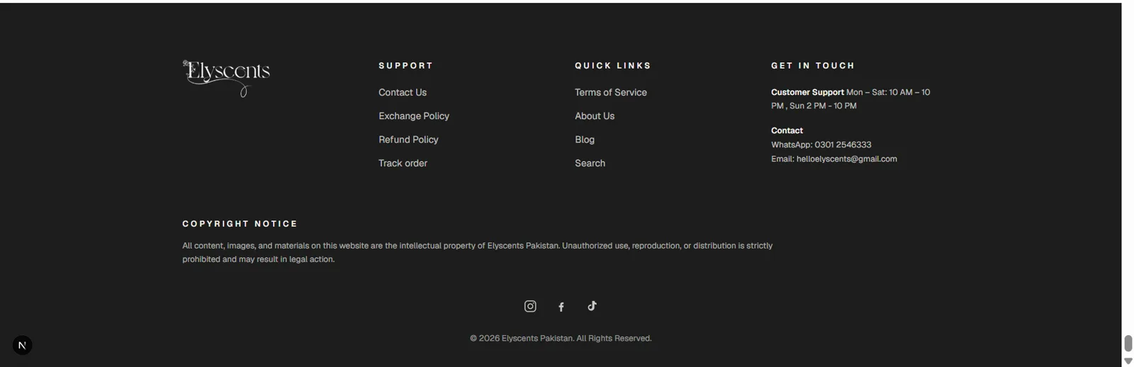 Elyscents — Footer