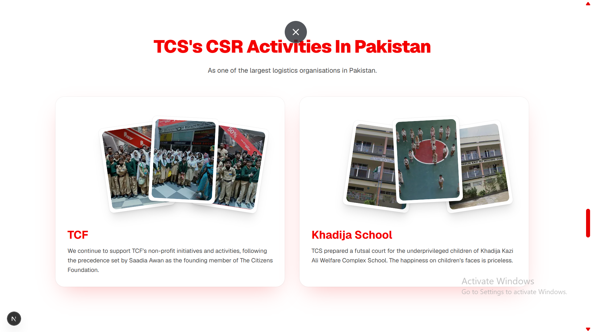 TCS — CSR Activities — Modal Gallery