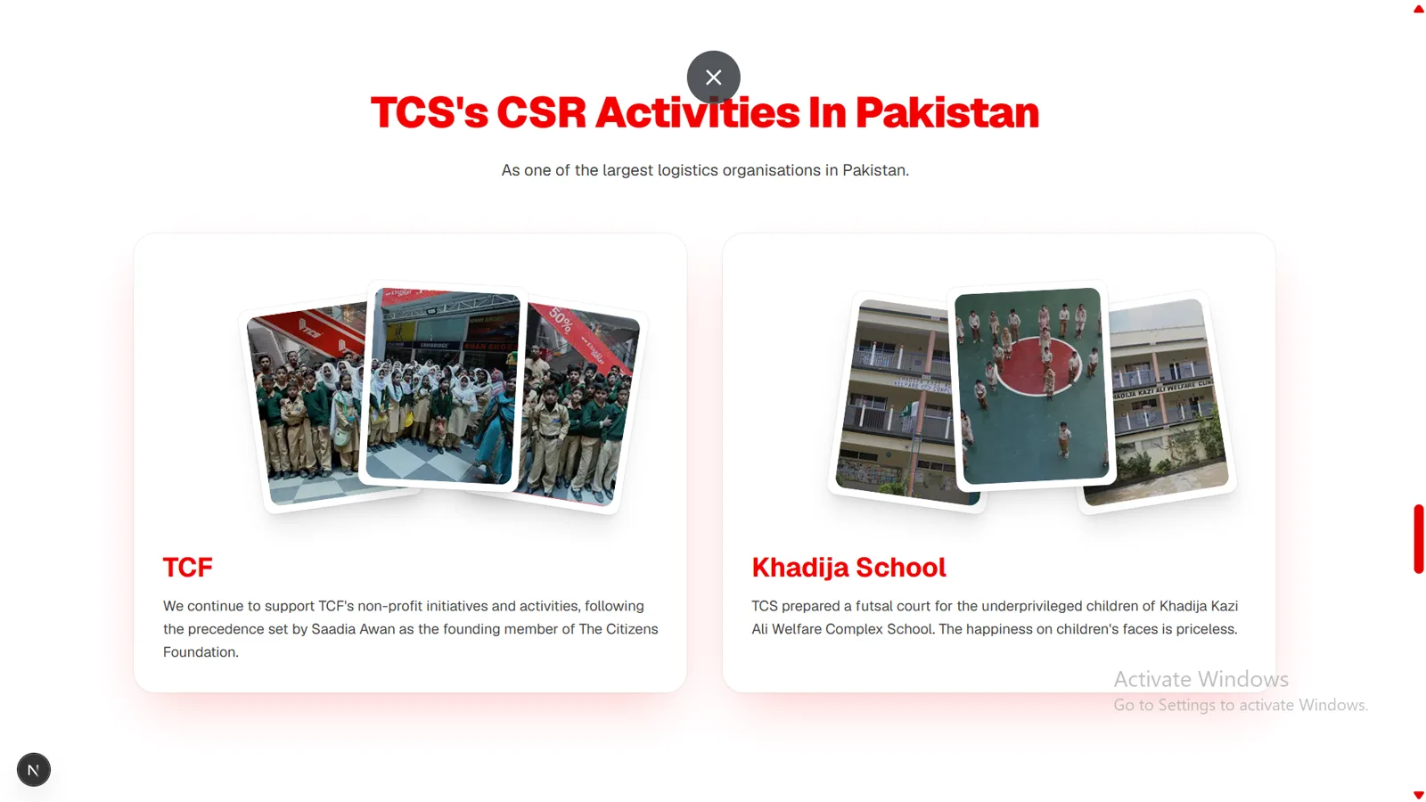 TCS — CSR Activities — Modal Gallery