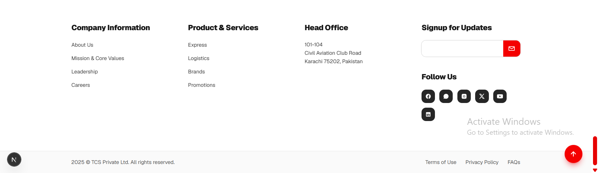 TCS — Footer